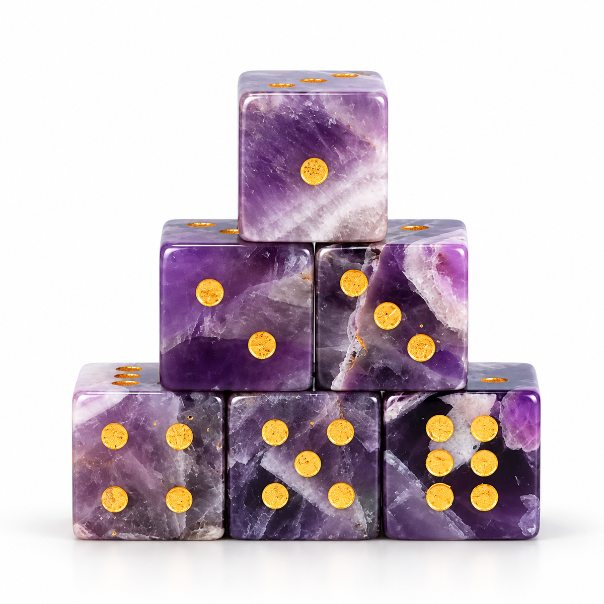 Handcrafted Natural Gemstone Mahjong Dice Set - Image 1