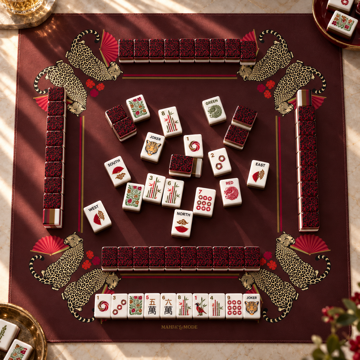 Crimson Leopard Mahjong Mat - Image 2