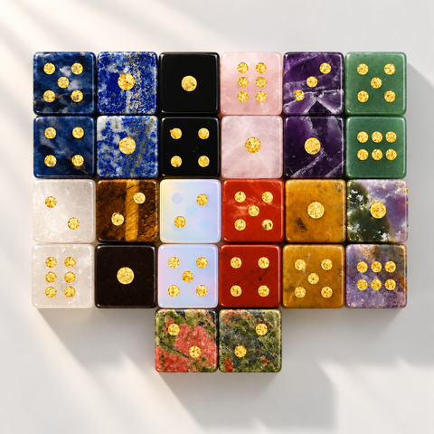 Handcrafted Natural Gemstone Mahjong Dice Set - Image 7