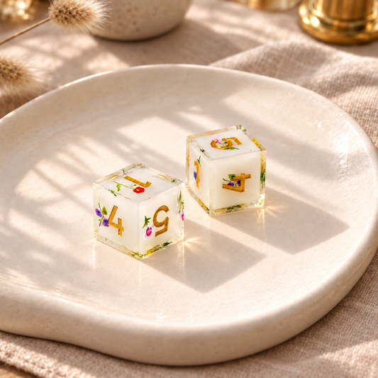 Floral Resin Majong Dices - Set of 2